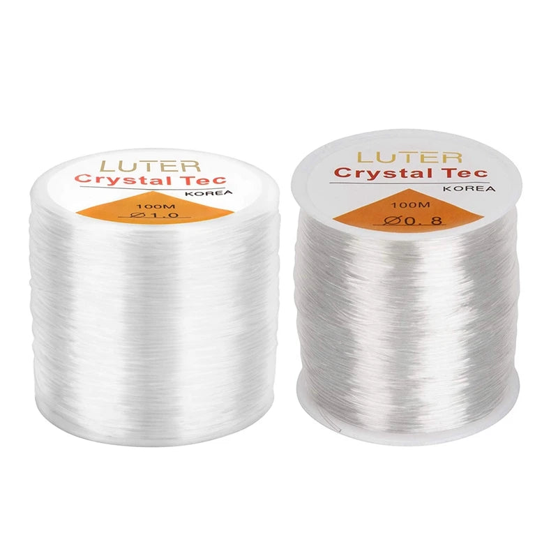 2 Pcs Clear Bead Cord Crystal Elastic Bracelet String for Beading