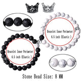 2 Pcs Magnetic Distance King Queen Crown Couple Bracelets