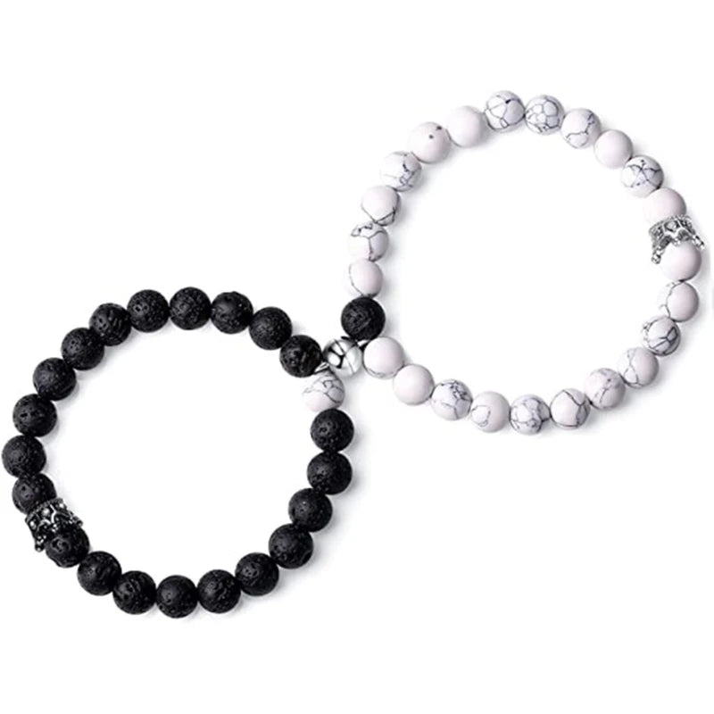 2 Pcs Magnetic Distance King Queen Crown Couple Bracelets