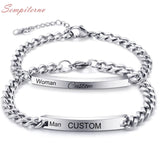Engraved Names Stainless Steel Couple Bracelets Anniversary Gift