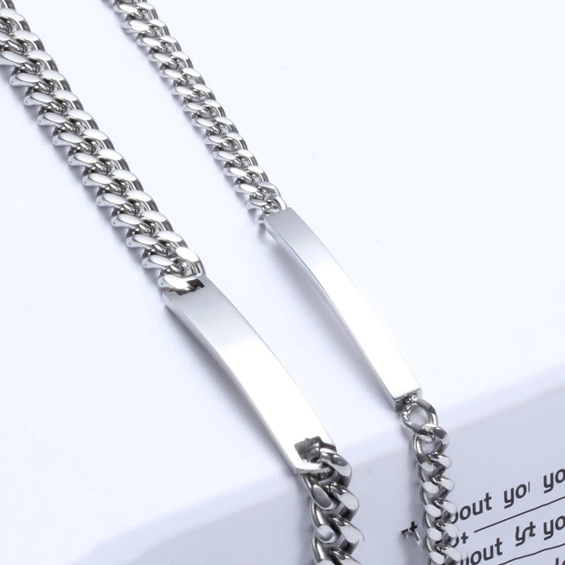Engraved Names Stainless Steel Couple Bracelets Anniversary Gift