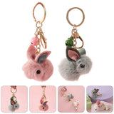 Fluffy Rabbit Keychain Car Pendant Handbag Key Ring