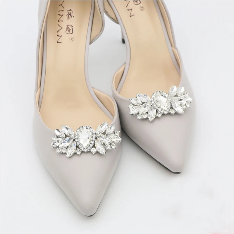 2 Pcs Rhinestone Shoe Clips Brooches Shoes Jewelry Clutch Dress Hat Clips