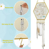 Earring Wall Holder Hanging Hexagon Stand Decorative Diamond Grid Shape A