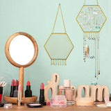 Earring Wall Holder Hanging Hexagon Stand Decorative Diamond Grid Shape A