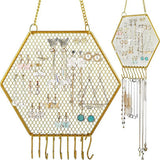 Earring Wall Holder Hanging Hexagon Stand Decorative Diamond Grid Shape A