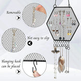 Earring Wall Holder Hanging Hexagon Diamond Grid Shape Decorative B