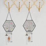 Earring Wall Holder Hanging Hexagon Diamond Grid Shape Decorative B
