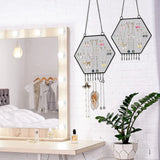 Earring Wall Holder Hanging Hexagon Diamond Grid Shape Decorative B