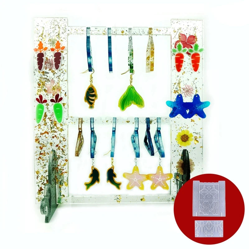 Earrings Organizer Stand Molds Jewelry Holder Silicone Mold Resin Casting