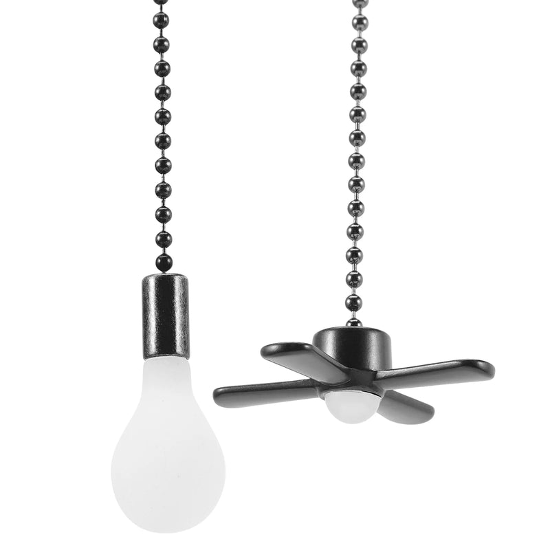 2 Pcs Fan Light Pendant Metal Pull Chain Extender Ceiling Vintage Bulbs Lamp