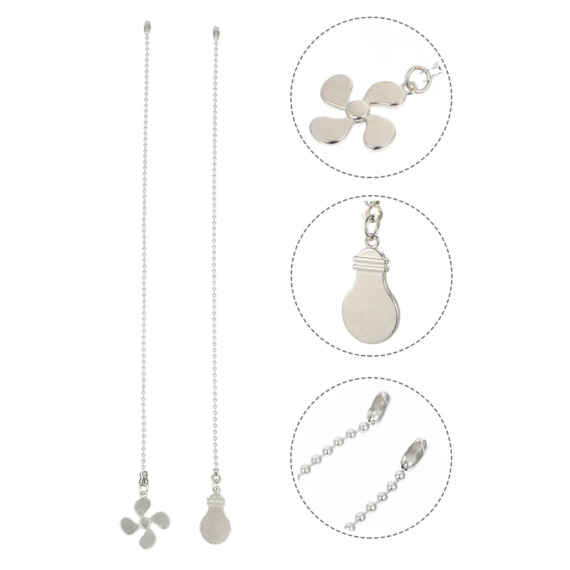 2 Pcs Fan Light Pendant Pull Chain Ceiling Chandelier Metal Trim Lamp