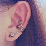 2 Pcs Silver Plated Leaf Clip On Ear Cuff Earring Wrap Punk Ear Clip