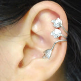 2 Pcs Silver Plated Leaf Clip On Ear Cuff Earring Wrap Punk Ear Clip