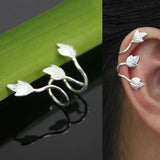 2 Pcs Silver Plated Leaf Clip On Ear Cuff Earring Wrap Punk Ear Clip