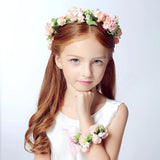 2 Pcs Pink Wreath Garland Foam Flower Headbands Wedding Accessories