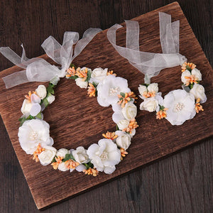 2 Pcs Pink Wreath Garland Foam Flower Headbands Wedding Accessories