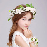 2 Pcs Pink Wreath Garland Foam Flower Headbands Wedding Accessories