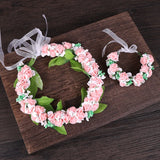 2 Pcs Pink Wreath Garland Foam Flower Headbands Wedding Accessories