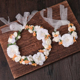 2 Pcs Pink Wreath Garland Foam Flower Headbands Wedding Accessories