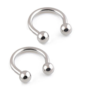 2 Pcs Titanium Circular Barbell Horseshoe Nose Hoop Ring