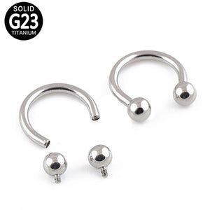 2 Pcs Titanium Circular Barbell Horseshoe Nose Hoop Ring