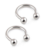 2 Pcs Titanium Circular Barbell Horseshoe Nose Hoop Ring