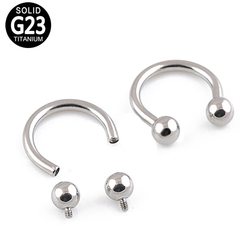 2 Pcs Titanium Horseshoe Nose Hoop Septum Lip Studs Nostril Earrings
