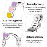 925 Silver Rainbow Heart Enamel Hoop Earrings Wedding Jewelry