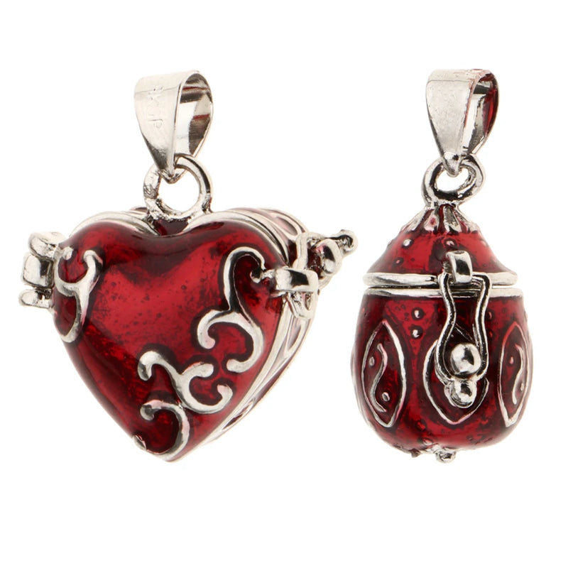 2 Pcs Heart Enamel Cremation Keepsake Urn Pendant for DIY Necklace Making