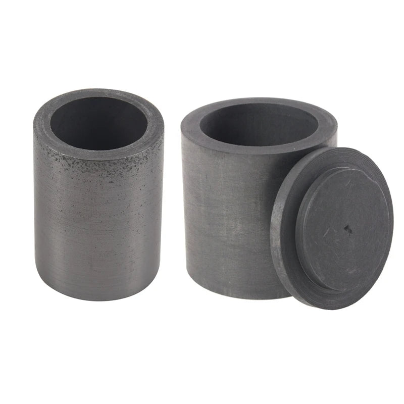 2 Pcs High Purity Graphite Melting Crucible with Lid Cover, 40x40mm & 40x30mm