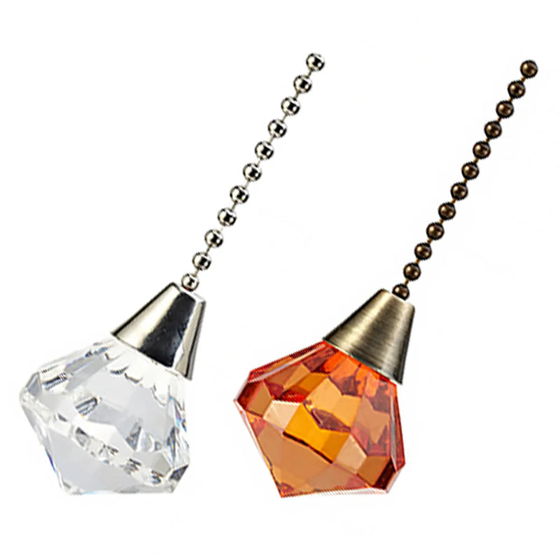 Crystal Pull Chain Ceiling Fan Pendant Lamp Decor