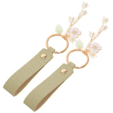 2 Pcs Key Fob Lily Keychain Backpack Charm Handbag Decorate Car Ladies