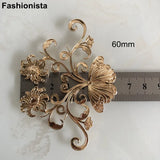2 Large Filigree Butterfly Flowers 85x60mm Metal Ornament Jewelry Findings