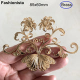 2 Large Filigree Butterfly Flowers 85x60mm Metal Ornament Jewelry Findings