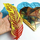 2 Pcs Heart Tray Pad Feather Plate Resin Mold DIY Decorations