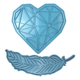 2 Pcs Heart Tray Pad Feather Plate Resin Mold DIY Decorations