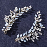 2 Pcs Milk Crystal Rhinestone Tiara Hair Clips Pins Bridal Hairbands Barrettes