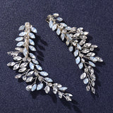 2 Pcs Milk Crystal Rhinestone Tiara Hair Clips Pins Bridal Hairbands Barrettes