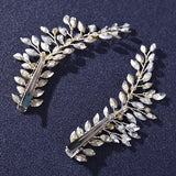 2 Pcs Milk Crystal Rhinestone Tiara Hair Clips Pins Bridal Hairbands Barrettes
