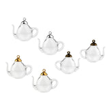 2 Pcs Mini Teapot Glass Bottles Vial Pendant Charms for DIY Necklace