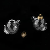 2 Pcs Mini Teapot Glass Bottles Vial Pendant Charms for DIY Necklace