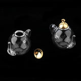 2 Pcs Mini Teapot Glass Bottles Vial Pendant Charms for DIY Necklace