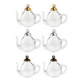 2 Pcs Mini Teapot Glass Bottles Vial Pendant Charms for DIY Necklace