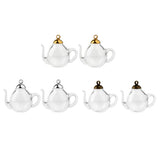 2 Pcs Mini Teapot Glass Bottles Vial Pendant Charms for DIY Necklace