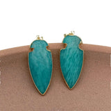 Natural Amazonite Arrow Head Pendant Electroplated Stone Woman Jewelry