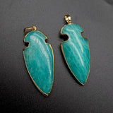 Natural Amazonite Arrow Head Pendant Electroplated Stone Woman Jewelry