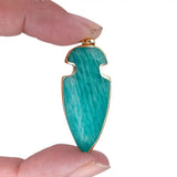 Natural Amazonite Arrow Head Pendant Electroplated Stone Woman Jewelry