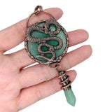 Green Aventurine Snake Pendant Necklace Jewelry