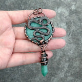Green Aventurine Snake Pendant Necklace Jewelry